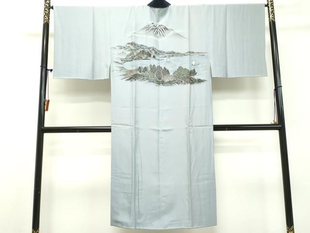 平和屋着物男性　長襦袢　袷　遠山風景文　正絹　逸品　DAAK0248ud