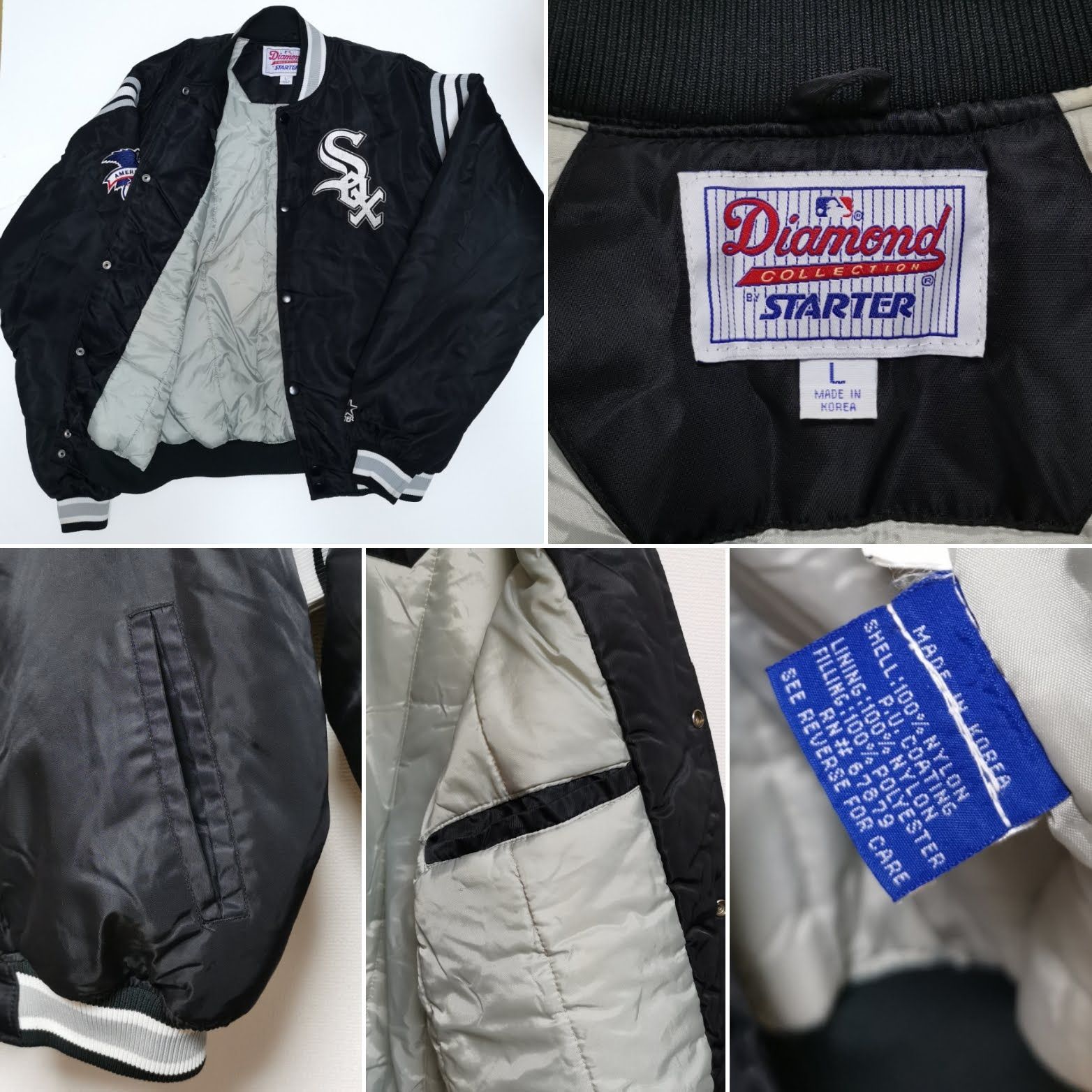 90s USA製 STATER White Sox ホワイトソックス スタジャン 90s USA製 STARTERスターター MLB WHITE SOX ナイロンスタジャン