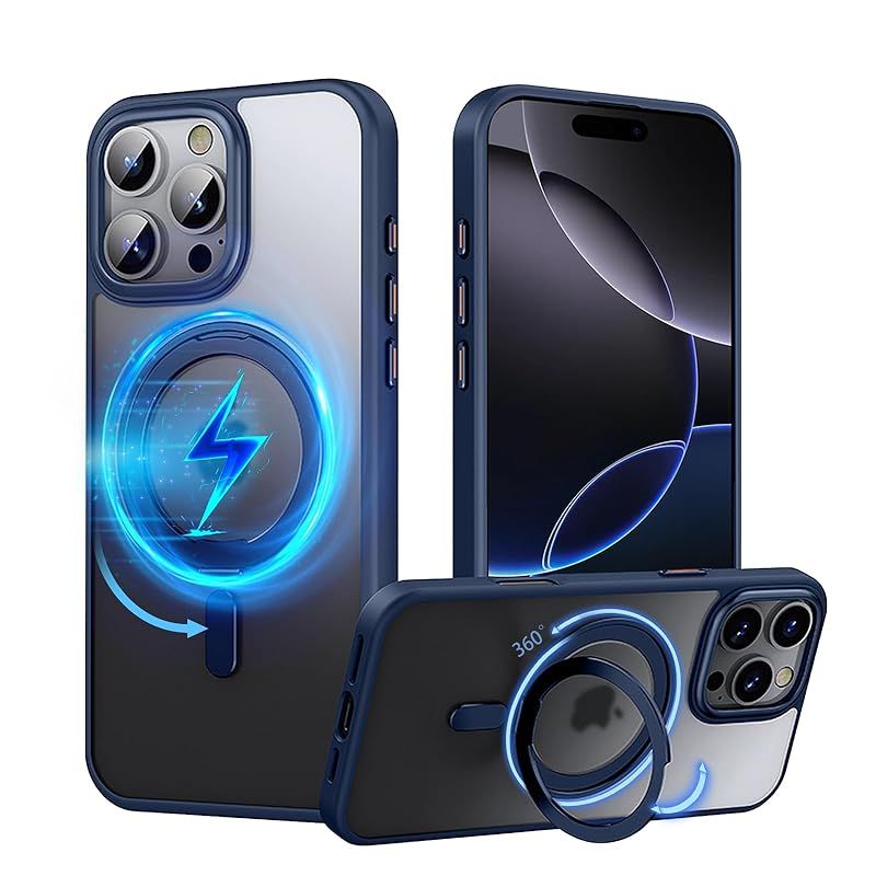 新品　PRODELI ケース For iPhone 16 Pro 専用 カバー 360回転スタンド MagSafe対応 米軍MIL規格 耐衝撃 指紋防止 ワイヤレス充電対応 落下防止 レンズ保護 擦り傷防止 マット感 リング マグネット搭載 
