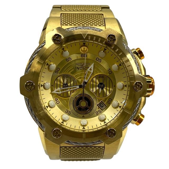 稼働品 インビクタ スターウォーズ C3-PO クロノグラフモデル 27115 star wars クォーツ 腕時計 防水 ステンレス ゴールド INVICTA メンズ 感 コラボ 人気モデル