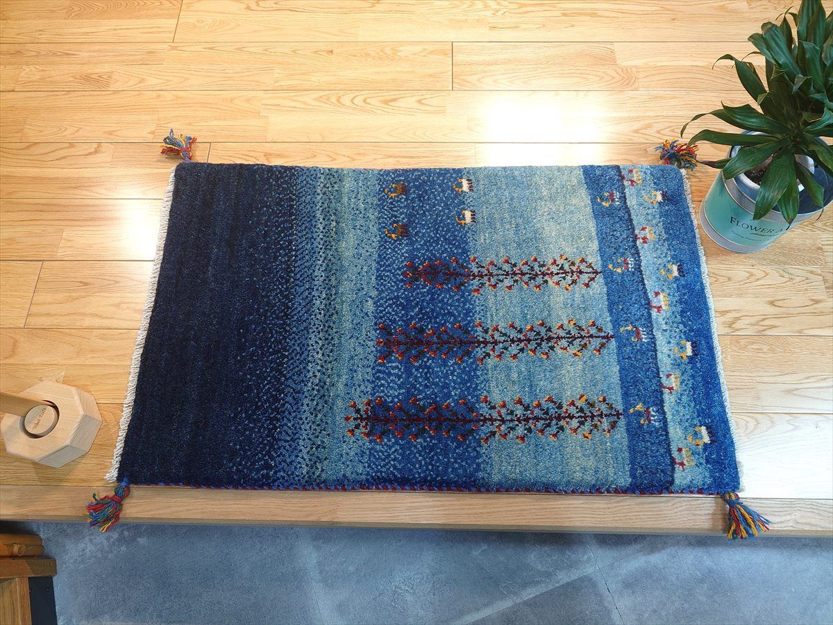 ペルシャ ギャッベ 玄関マット ラグ 97x60cm 夜の風景 RJ13587