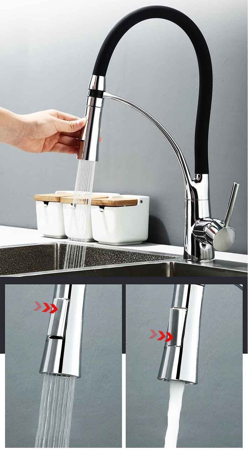 キッチン蛇口 キッチン用水栓 シングルレバーステンレス蛇口 伸縮ノズル 360度回転 冷温切り替え 2wayの吐水式