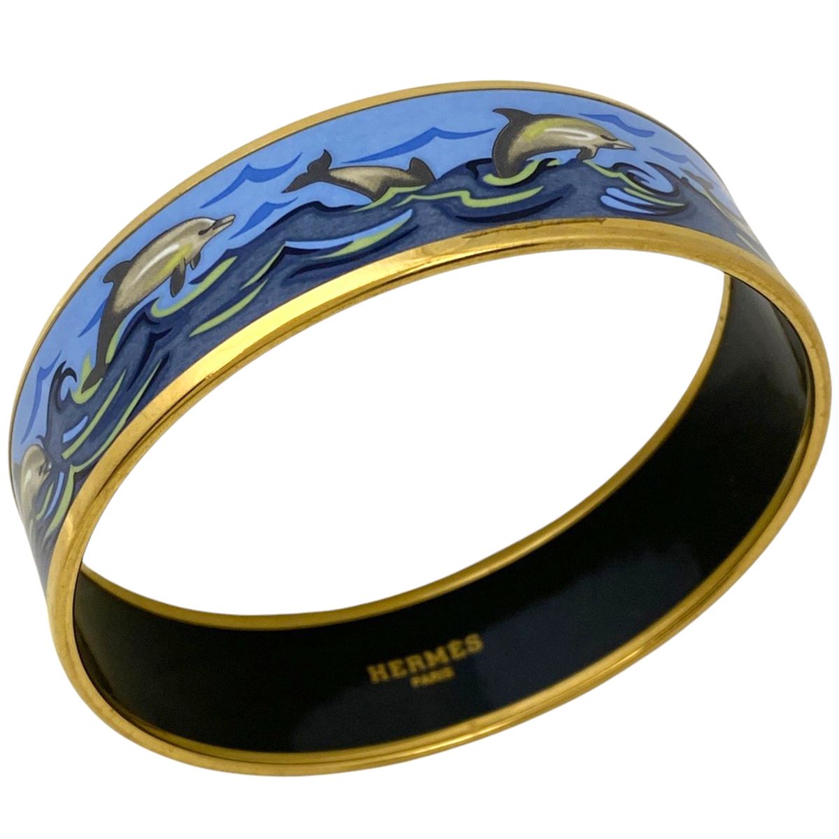 HERMES エルメス エマイユ バングル イルカ シルバー 七宝焼き エルメス HERMES エマイユ バングル イルカ ブレスレット シルバー 七宝