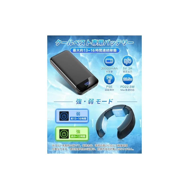 ペルチェ素子 ネッククーラー 冷却プレート 30000mAhバッテリ 2個