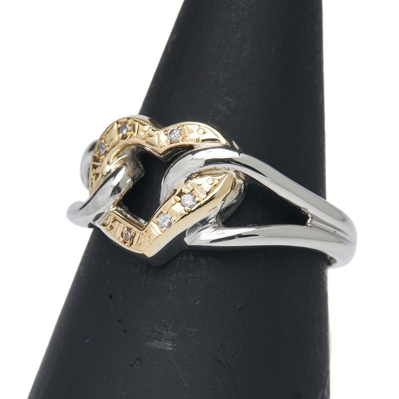 ハート モチーフ Pt900 プラチナ K18YG イエローゴールド コンビ レディース 1-0236802