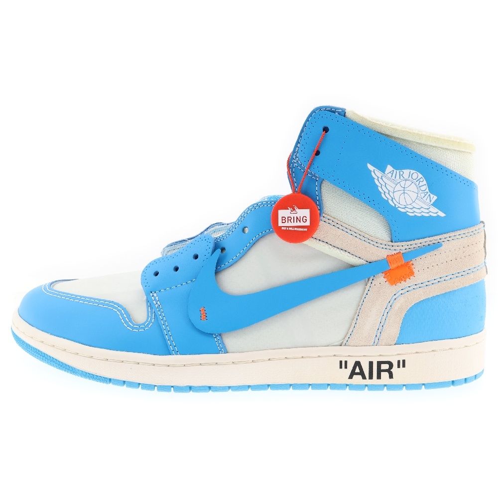 NIKE (ナイキ) ×OFF-WHITE AIR JORDAN 1 POWDER BLUE UNC オフホワイト エアジョーダン1 パウダーブルー ハイカットスニーカー ホワイト/ブルー US13/31cm AQ0818-148