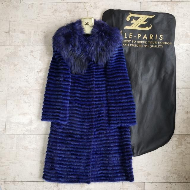 超美品 ゼルパリ ZELE-PARIS ☆ ミンクファー ロングコート 38 青 超美品 ゼルパリ ZELE-PARIS ☆ ミンクファー ロングコート 38 青