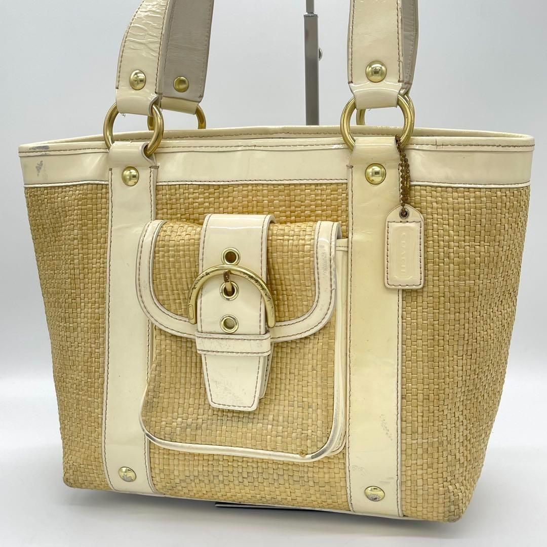 良品】COACH かごバッグ ハンドバッグ トートバッグ 手提げ