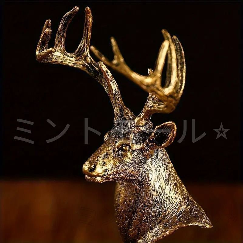 ヴィンテージ　金属鹿飾り 新品?未使用】 鹿のオブジェ 角 ツノ シカ 牡鹿 ディア ゴールド