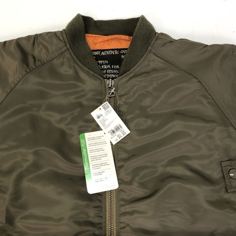 中古】 ステューシー STUSSY MA-1 フライトジャケット 90s カーキ