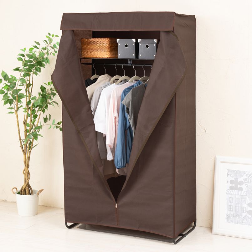 カバー付ハンガーラックLL 幅92cm ハンガー 収納 布 コート掛け 棚付 帽子収納 2802