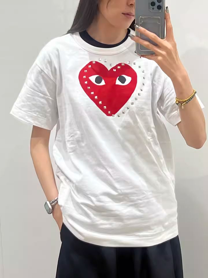 ⭐︎⭐︎ ハートスタッズTシャツ 赤s PLAY COMME des GARÇONS ハートスタッズTシャツ 赤 黒 - メルカリ