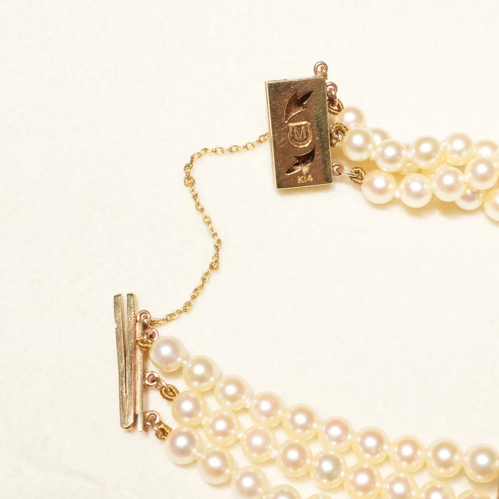 ミキモト ベビーパール アコヤ真珠 ブレスレット K14 3連/24-5185M