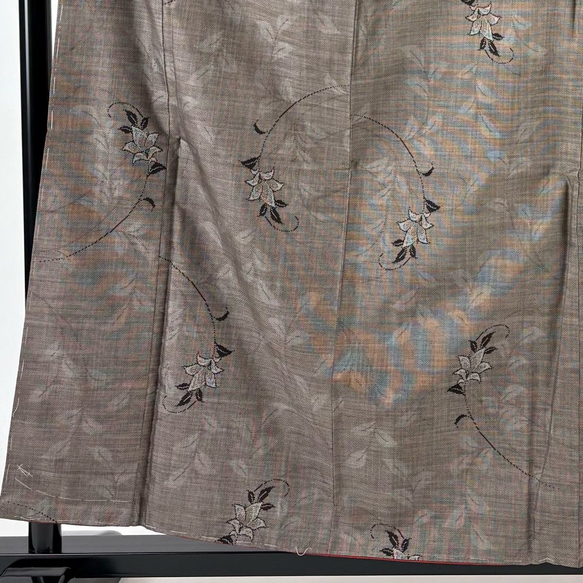 平和屋着物▽上質な紬 単衣 色無地 黄唐茶色 正絹 逸品 未使用 AAAU7986fy