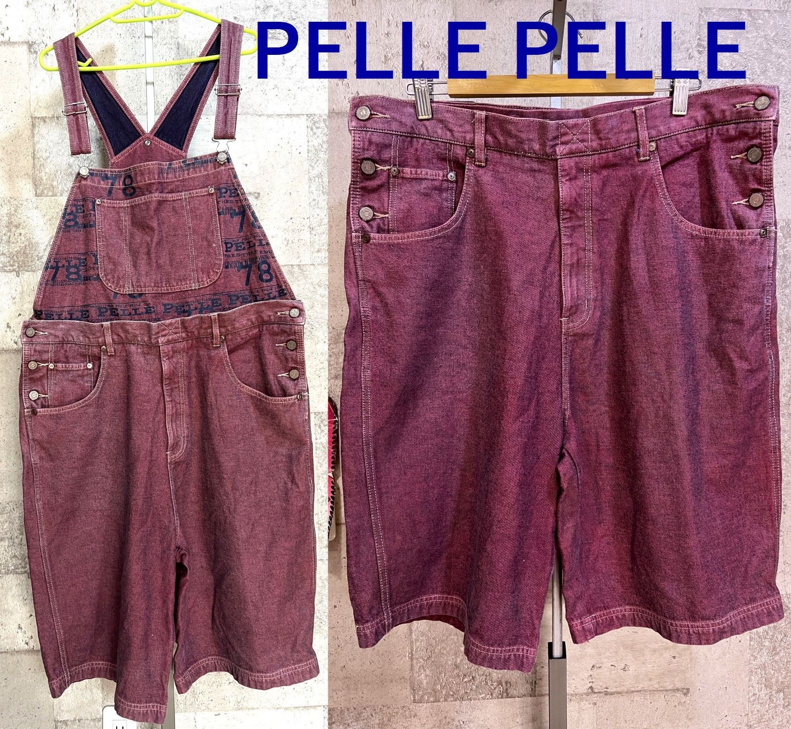 PELLE PELLE 2WAY オーバーオール/ハーフパンツ L メンズ ペレペレ ヒップホップ B系