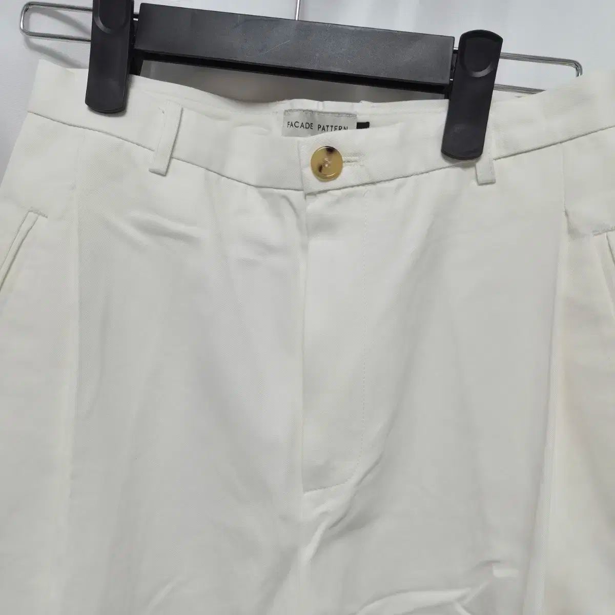 FACADE PATTERN ファサードパターン ラウンド コットン パンツ 白 S サイズ