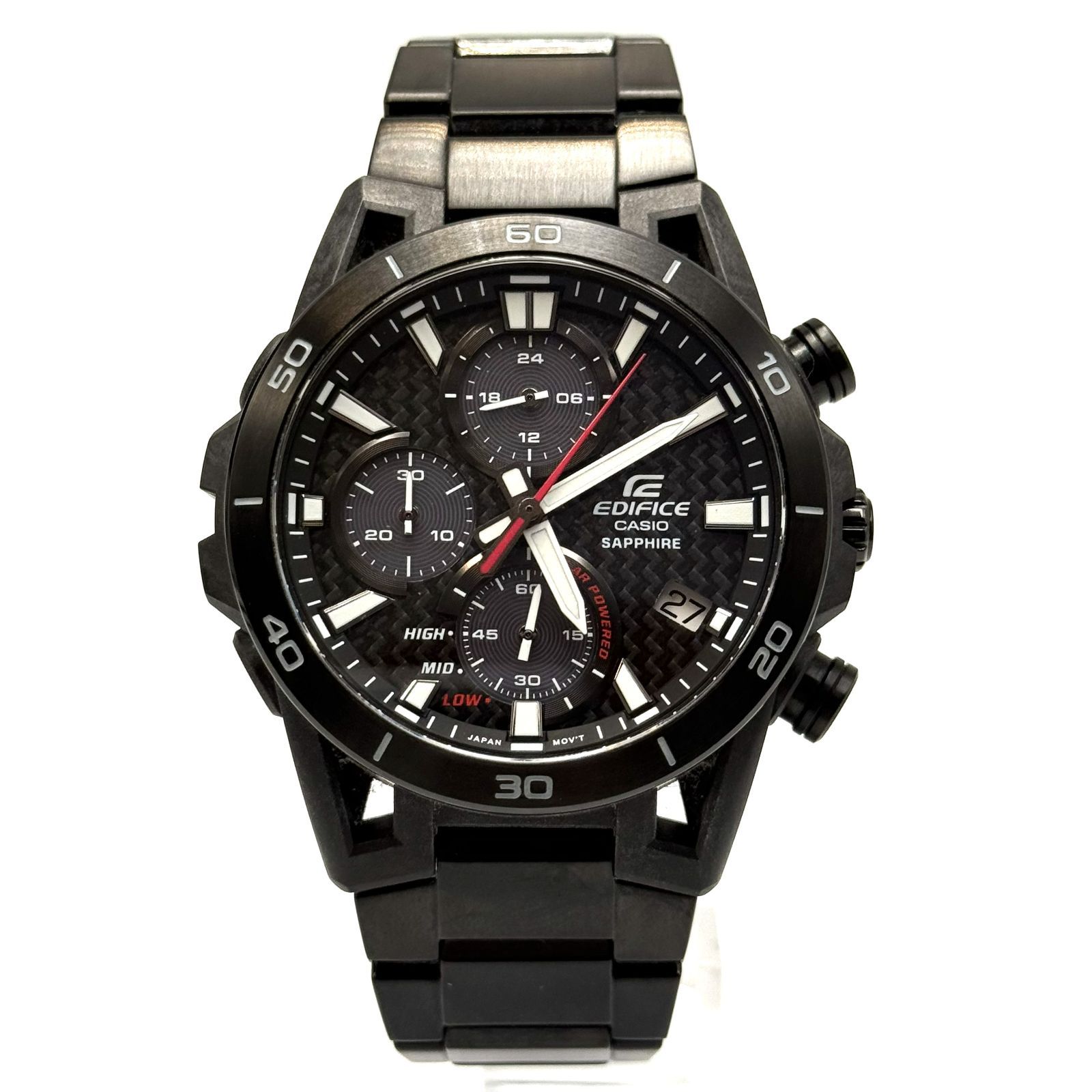 稼働品 CASIO EDIFICE カシオ エディフィス ラウンド クロノグラフ ソーラー メンズ 腕時計 EFS-S640Y メタルバンド デイト