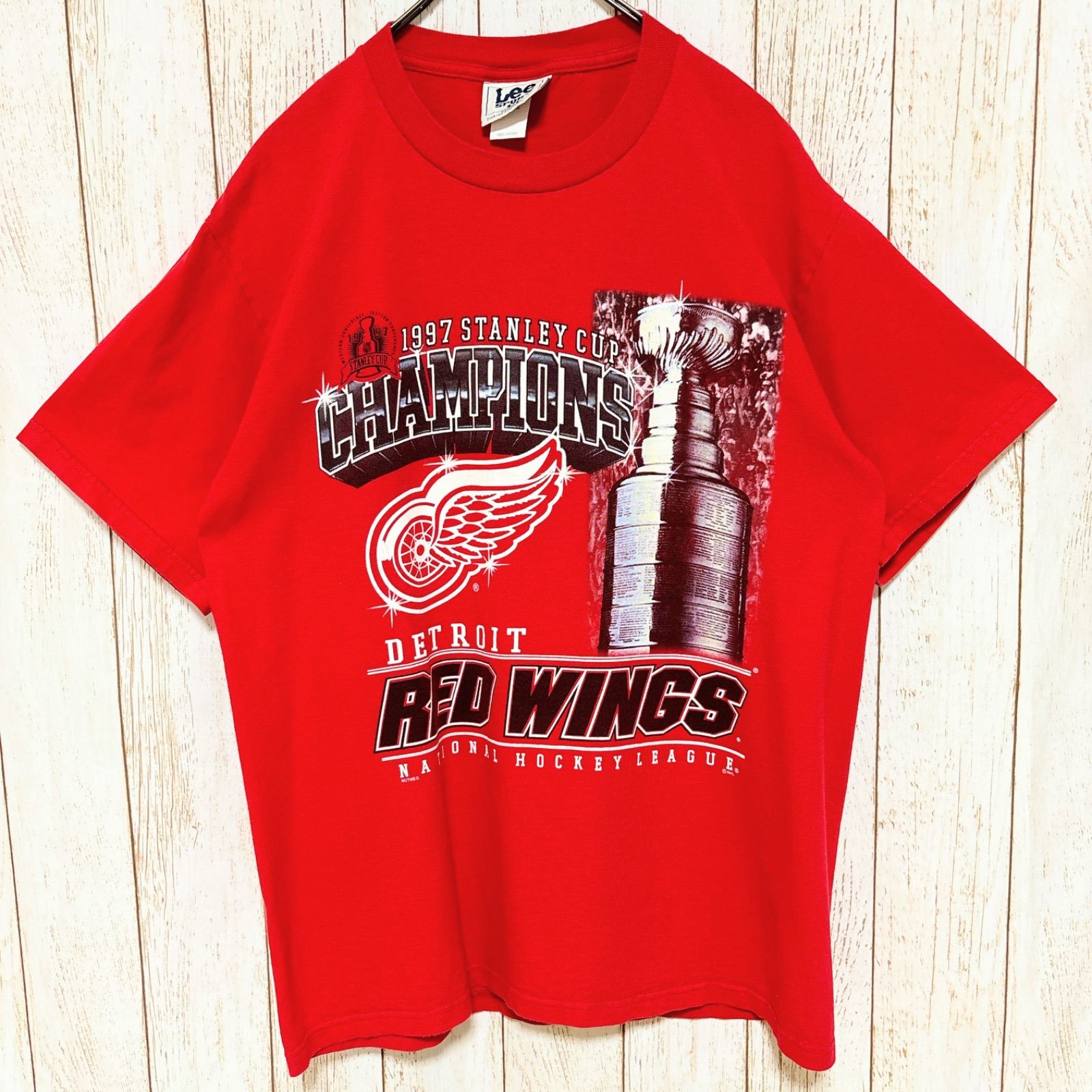 90s USA製 Lee SPORT NHL Detroit Redwings デトロイト・レッドウィングス プリント Tシャツ M USA古着