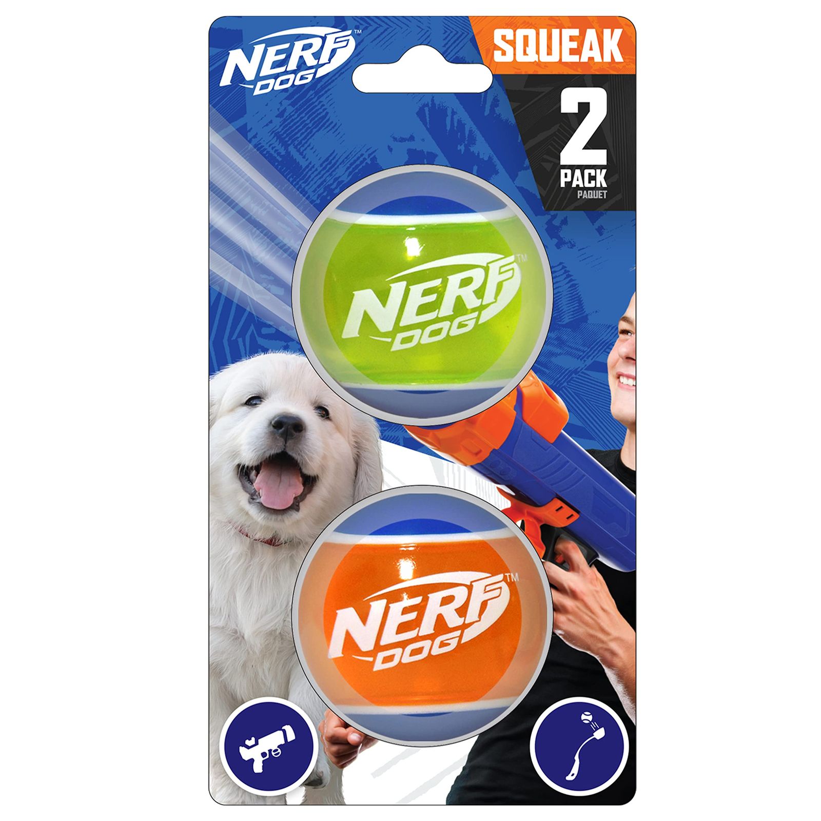 Nerf Dog 2インチ TPR スクイーク テニスボール 2個パック