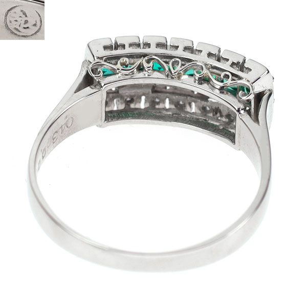 三越 Pt900 エメラルド ダイヤモンド リング 0.43ct D0.06ct