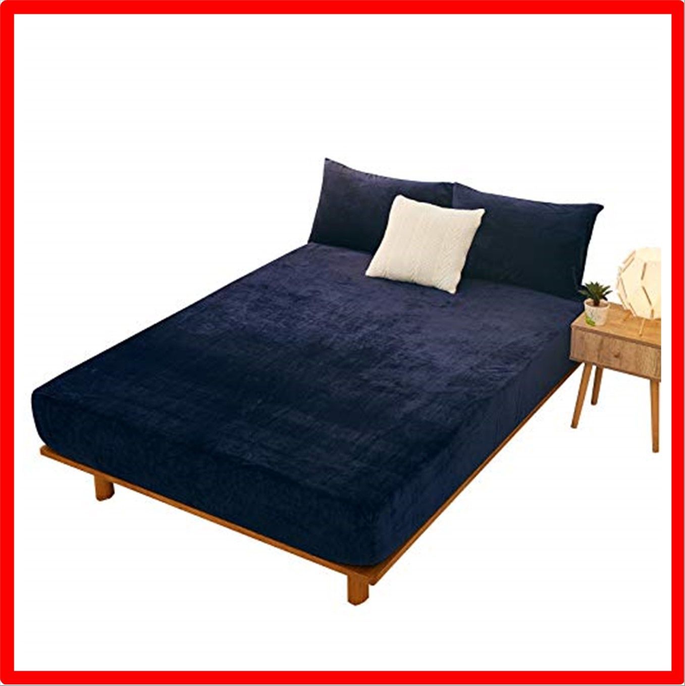【匿名配送】ネイビー_セミファミリー-220×200×30cm ボックスシーツ ベッドカバー セミファミリー 周囲ゴムフィット式 マイクロファイバー 冬あったか