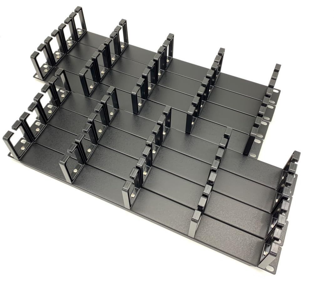 Metamas Lab - 8個パック 1U 19インチ サーバーラック ケーブル管理パネル Dリングフック付き 台湾製