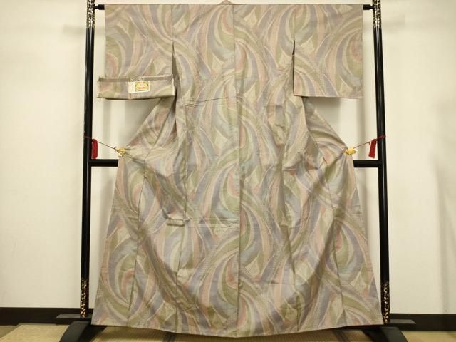 平和屋着物□極上 本場縞大島紬 縞格子 寿紬謹製 証紙付き 逸品