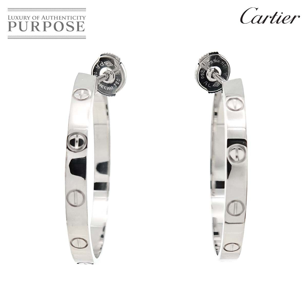 カルティエ Cartier ラブ フープ ピアス ラージ LM K18 WG ホワイト 