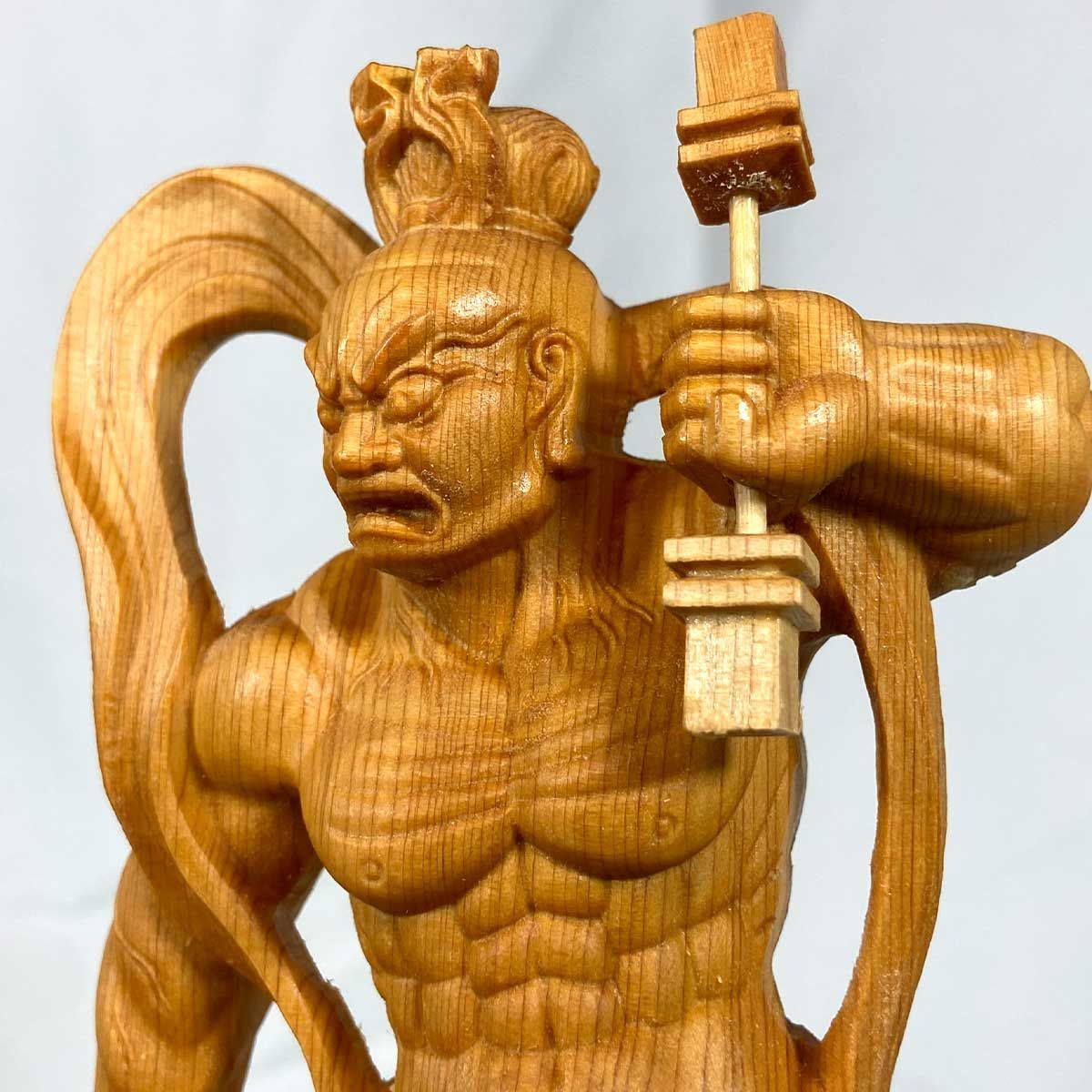 金剛力士像 仁王像 阿形 人気 吽形 一対 仏像 20cm 天然木 手彫り 崖