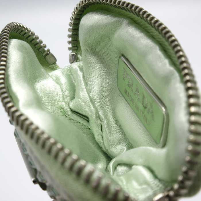 プラダ PRADA ラインストーン ミニ ポーチ チェーンネックストラップ付  