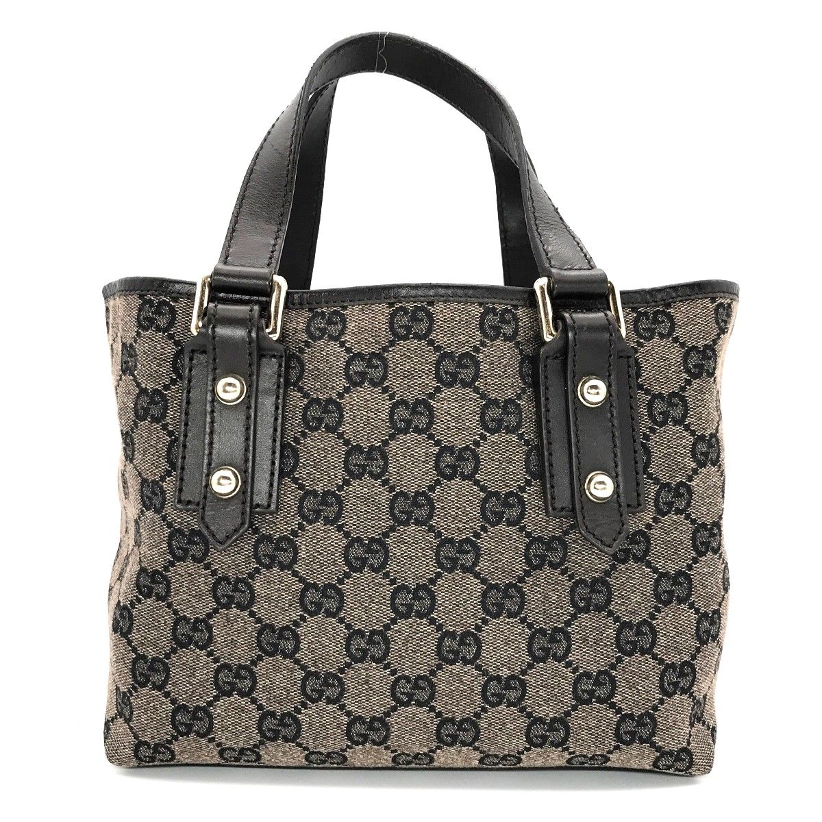 GUCCI トートバッグ 手提げ GG柄 キャンバス レザー 黒 保存袋あり