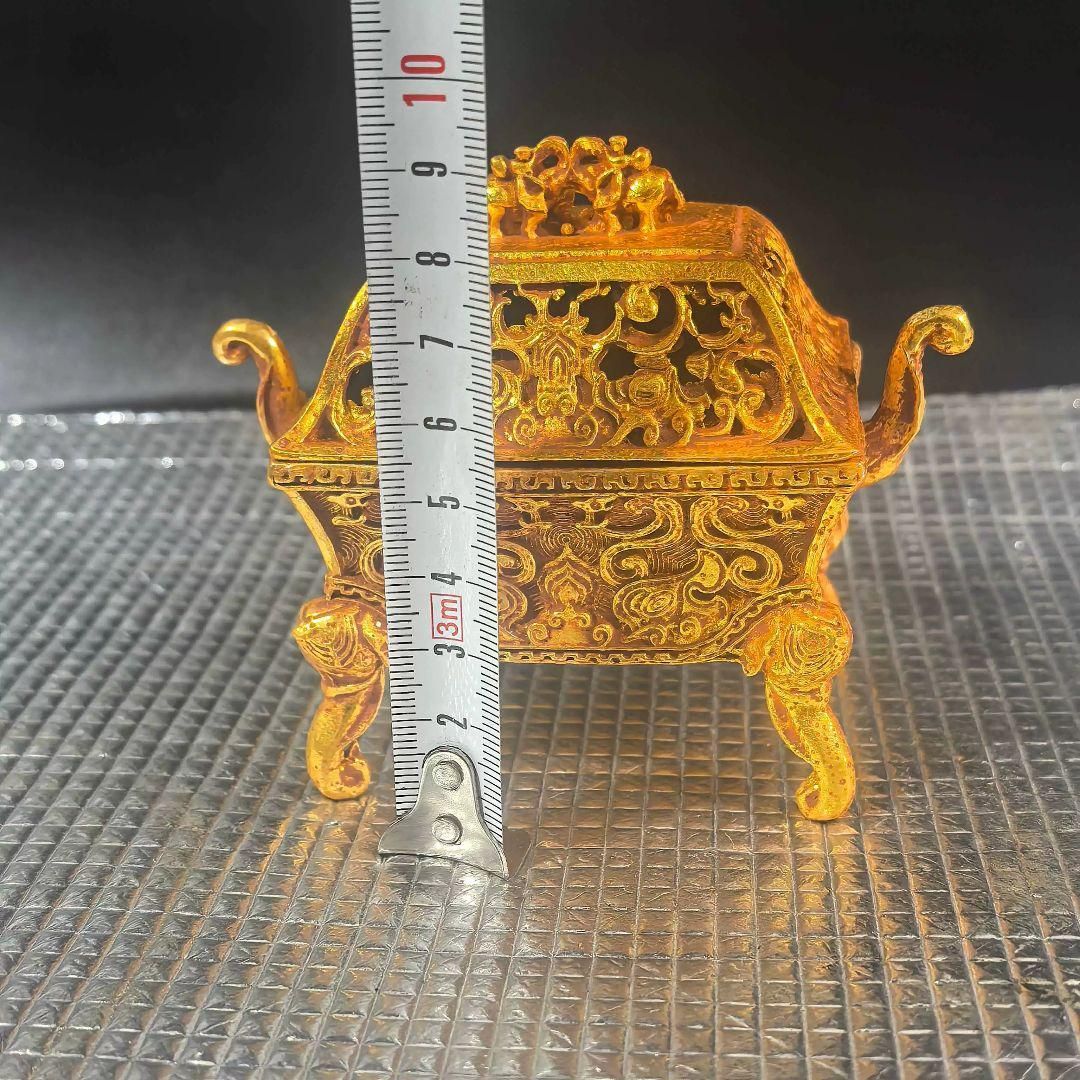 香炉 浮彫り招財進宝挿す香炉 香道具 仏堂香炉 銅製品 工芸品 置物 銅製 四足双耳方鼎 双象薫香炉 吉祥如意招財炉 香挿炉 香道具