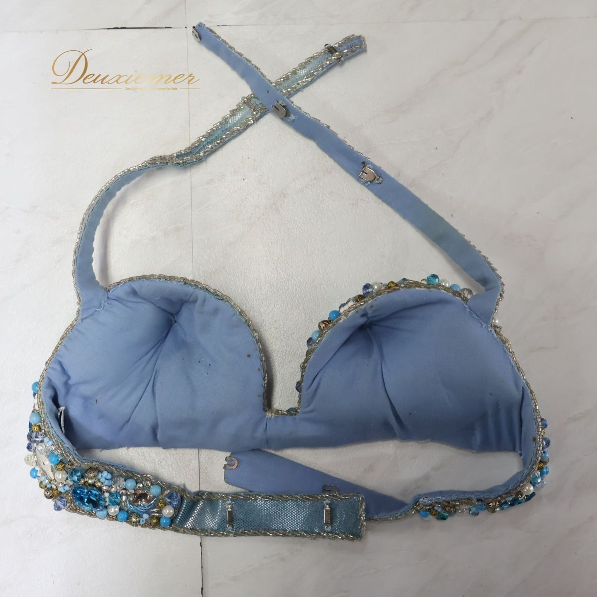 エジプト製 ベリーダンス用 オリエンタル衣装】水色 Hoda Zaki ライン
