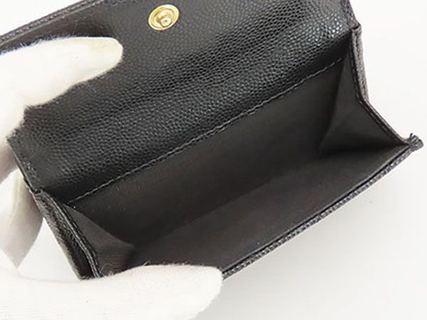 【超美品】シャネル　CHANEL　ボーイシャネル　キャビアスキン　スモール フラップ ウォレット　三つ折り財布　コンパクト財布　ミニウォレット　ブラック アンティークゴールド金具　グレインドカーフスキン　A84432