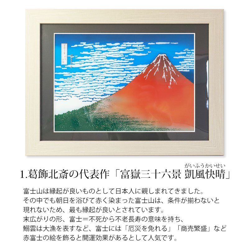 絵画 浮世絵 額縁 付き 48cm インテリア 日本画 アクリル板 葛飾北斎