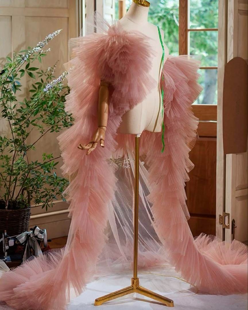 25年 フリルスリーブのゴージャスなロングショール