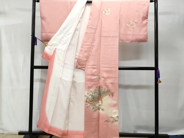 平和屋着物▽訪問着 単衣 紬地 作家物 風景渡橋山文