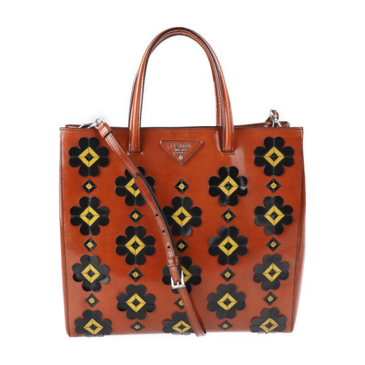 PRADA プラダ トートバッグ B2381F パテントレザー ARANCIO オレンジ系 