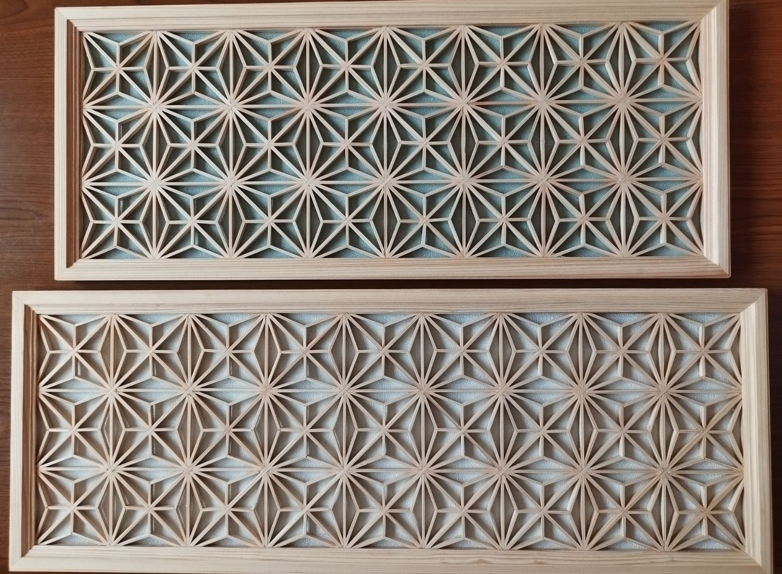 177 麻の葉組子 吹き抜け4枚一組木製額縁