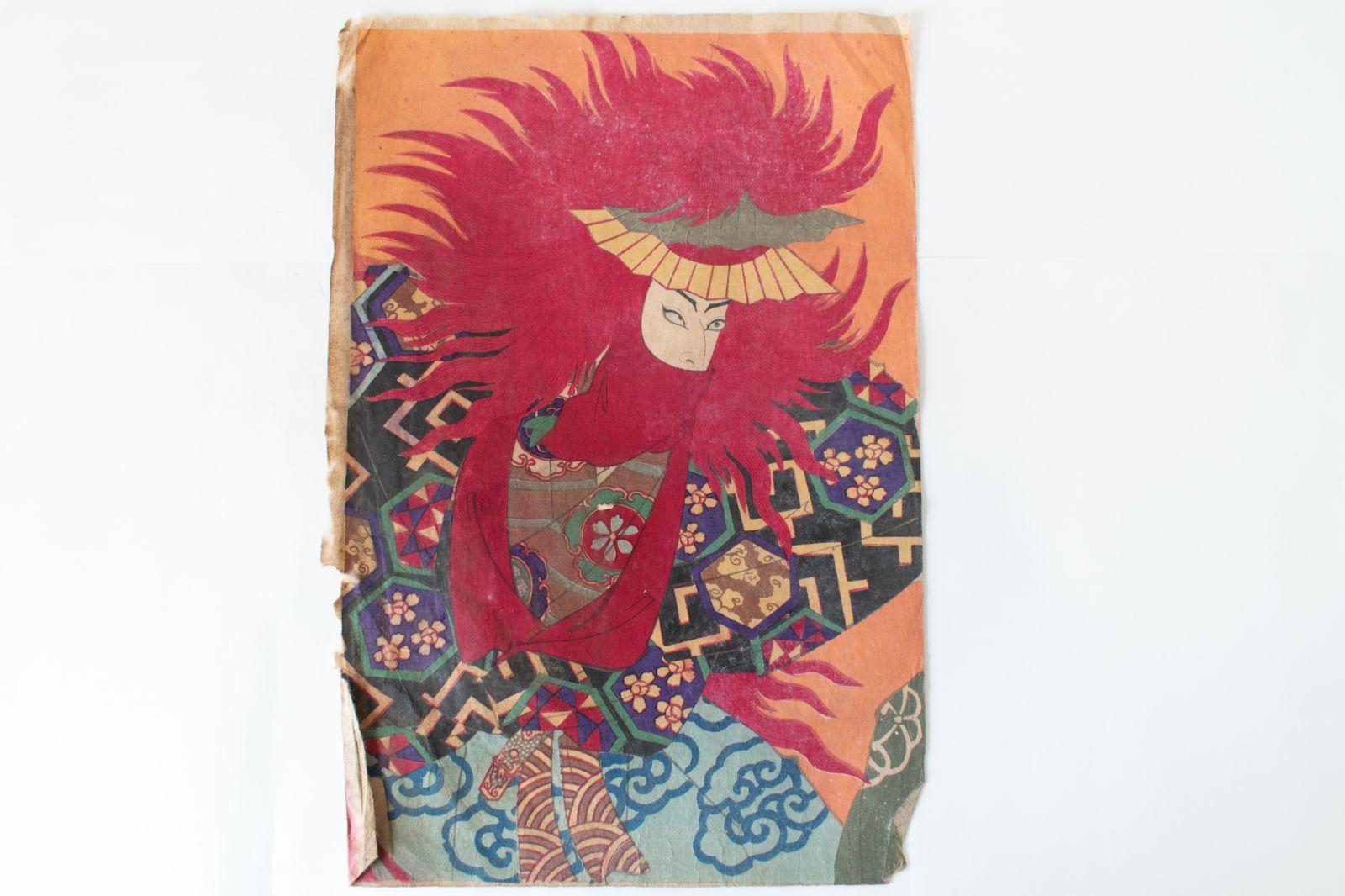 中古】M▽守川周重 望月 市川左團次 1882年 木版画 役者絵