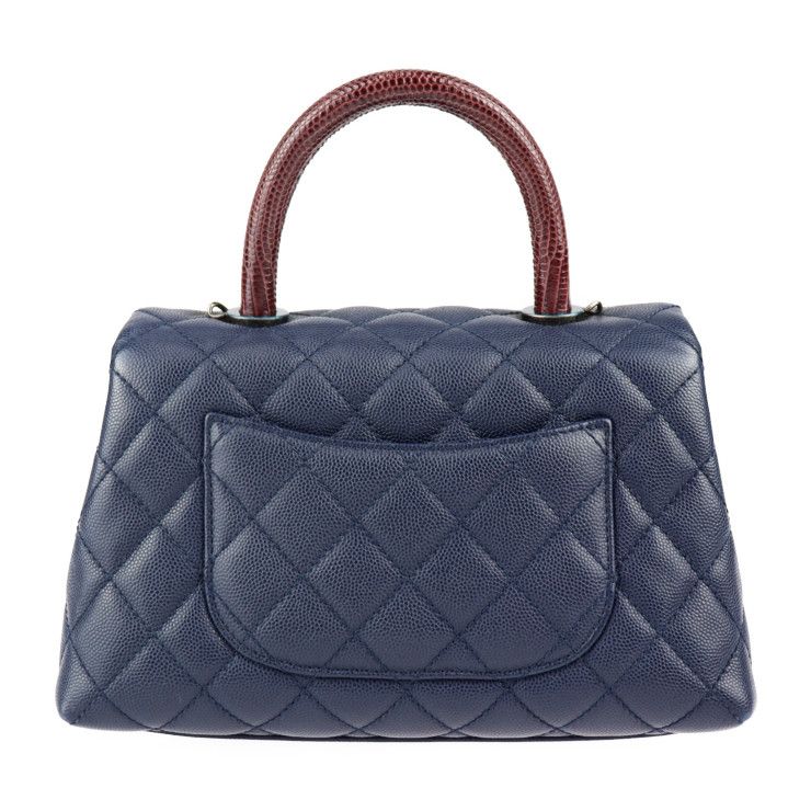 シャネル CHANEL 2WAYバッグ Vステッチ スモール トップハンドル ネイビー レザー A57147 中古