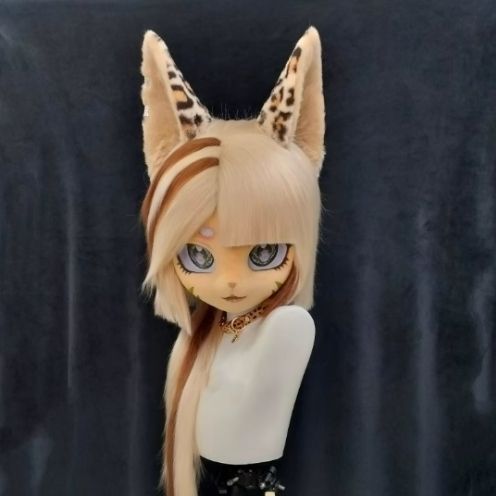 着ぐるみヘッド ファースーツ ヒョウ柄 Bタイプ 豹 立ち耳