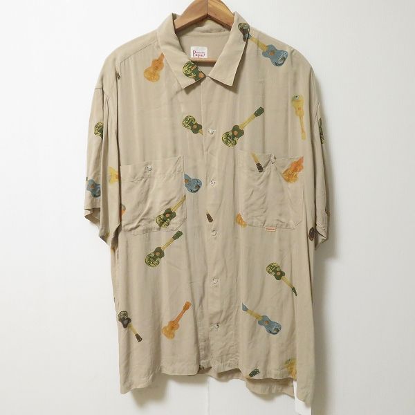 snc パパス Papas アロハシャツ 半袖シャツ L ベージュ ギター柄 メンズ 965587