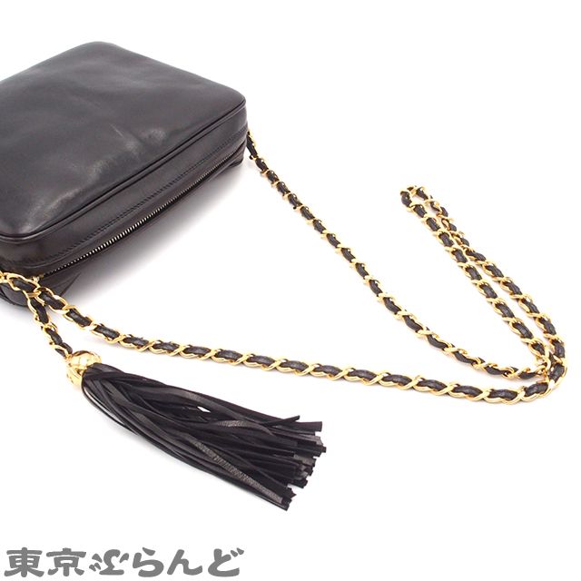 シャネル CHANEL トリプルココマーク タッセル チェーンショルダーバッグ ブラック ゴールド金具 ラムスキン ショルダーバッグ レディース 101692874 シャネル CHANEL トリプルココマーク タッセル チェーンショルダー