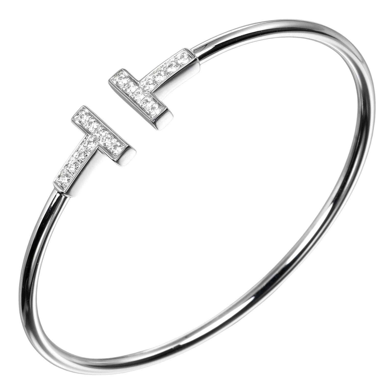 TIFFANY&Co.】ティファニー Tワイヤー 腕周り約15cm K18ホワイト 