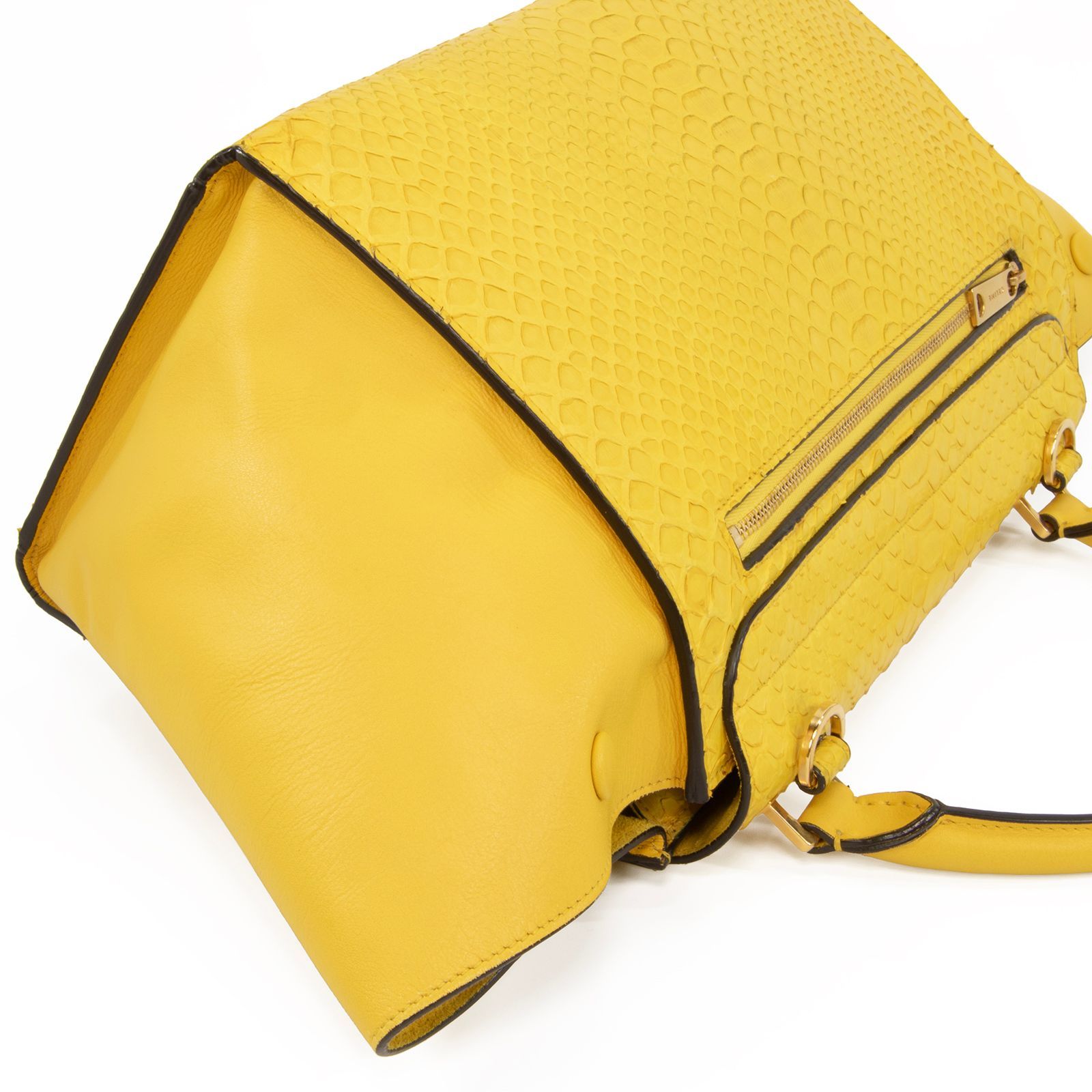 本物 セリーヌ 2WAYショルダーバッグ レディース パイソン トラペーズ 黄色 CELINE - 本物 セリーヌ 2WAYショルダーバッグ レディース
