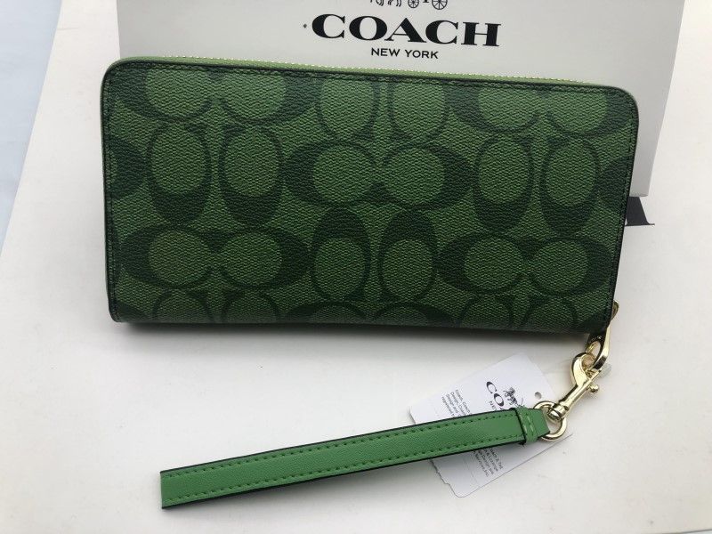 新品未使用 COACHコーチ 長財布ラウンドファスナー グリーン 緑C4452