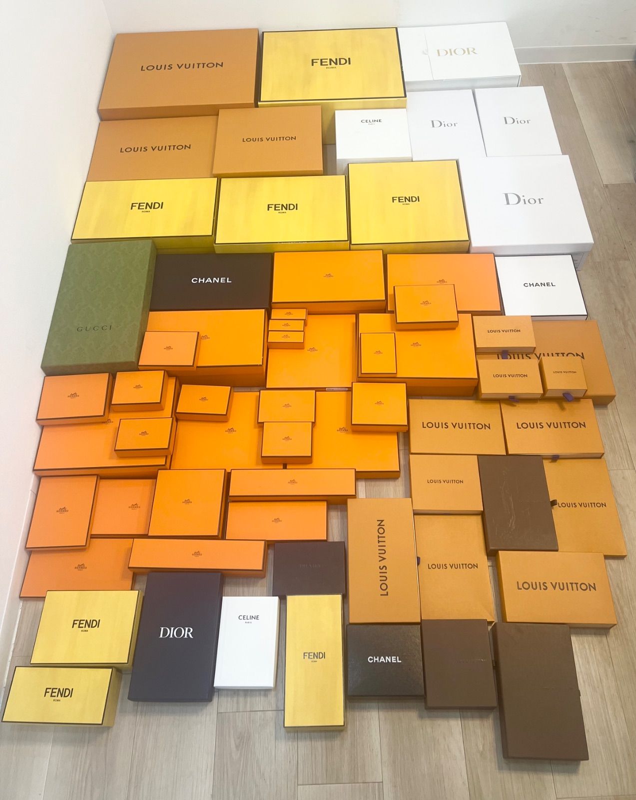 まとめ売り ブランド 空箱 セット 60点以上 Louis Vuitton CHANEL HERMES Dior FENDI CELINE GUCCI など