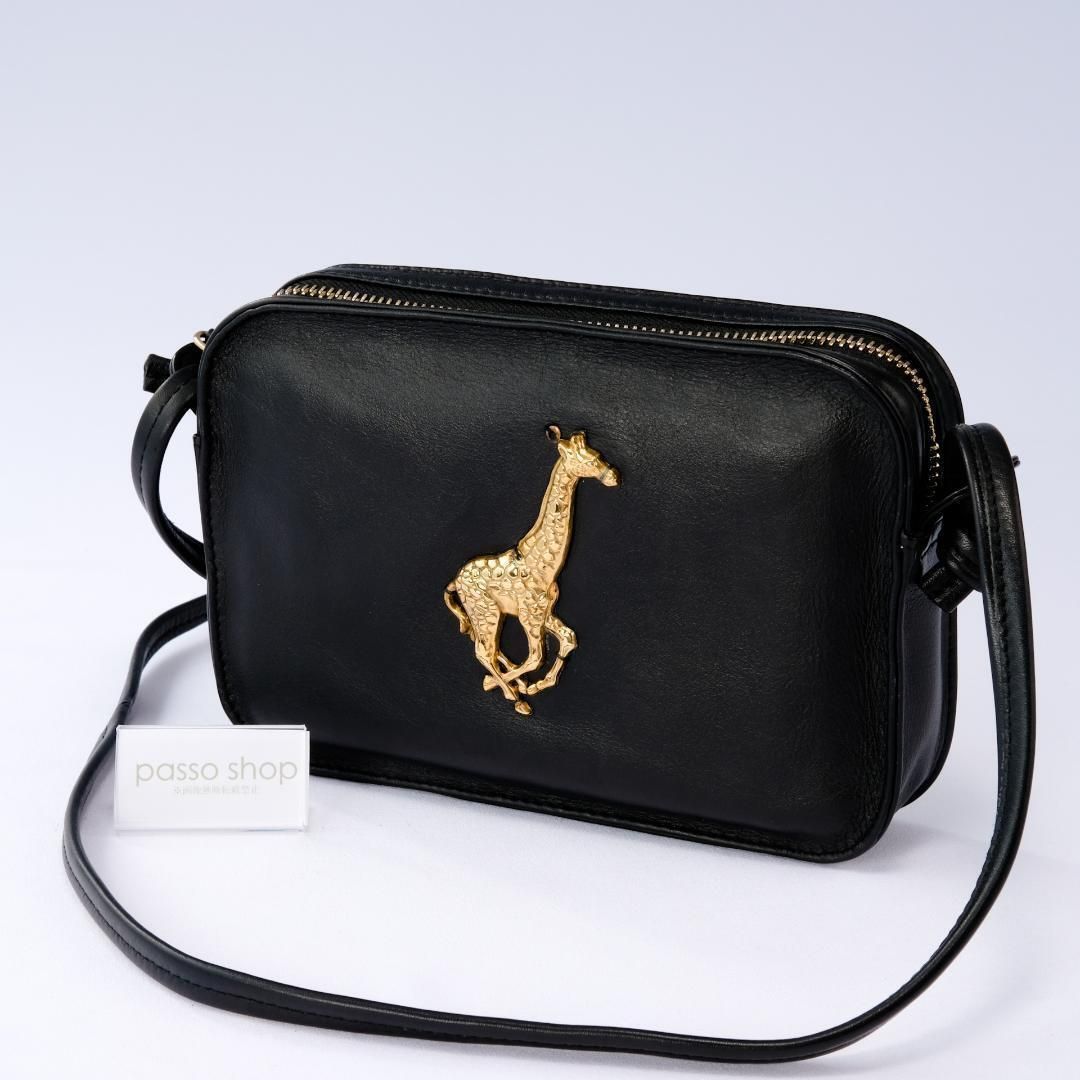 大人気 ear PAPILLONNER イアパピヨネ レザー ショルダーバッグ キリン ブルックリンチャーム コラボ 黒 ブラック クロスボディ 本革
