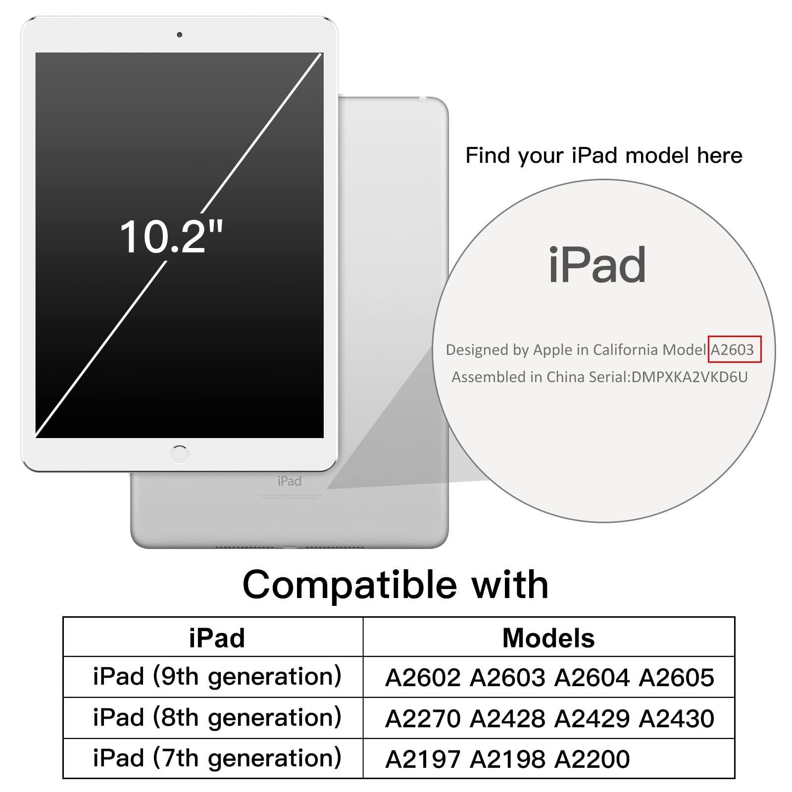 ブラック JEDirect iPad 10.2インチ ケース (2021/2020/2019モデル、第9/8/7世代用) Pencilホルダー付き ソフトTPUバック スリム保護カバー オートウェイクアップ/スリープ機能付き (ブラック)